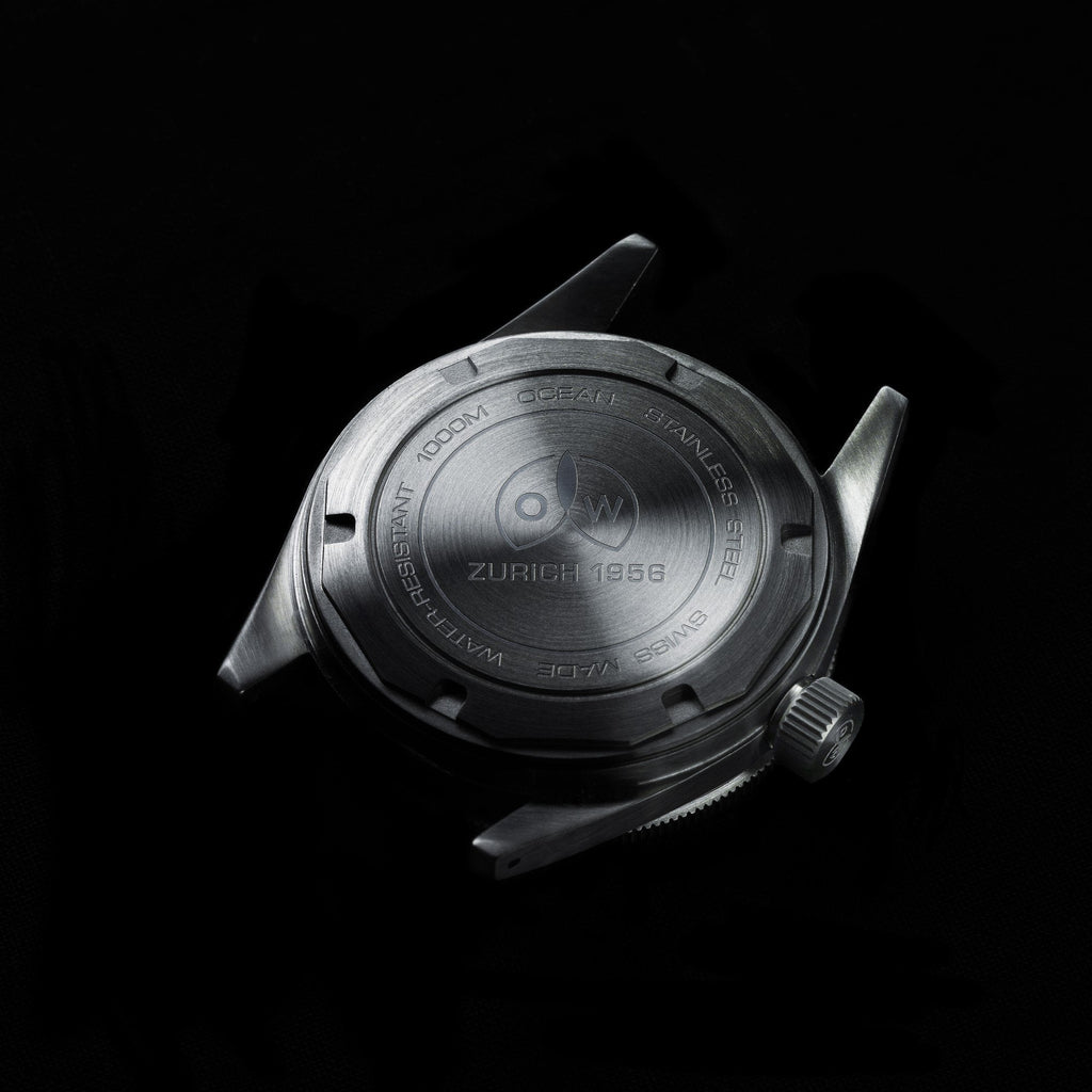 Ollech & Wajs Zurich OW Ocean Graph swiss made diving watch perlon strap blue dial 1000 meters 3300 feet